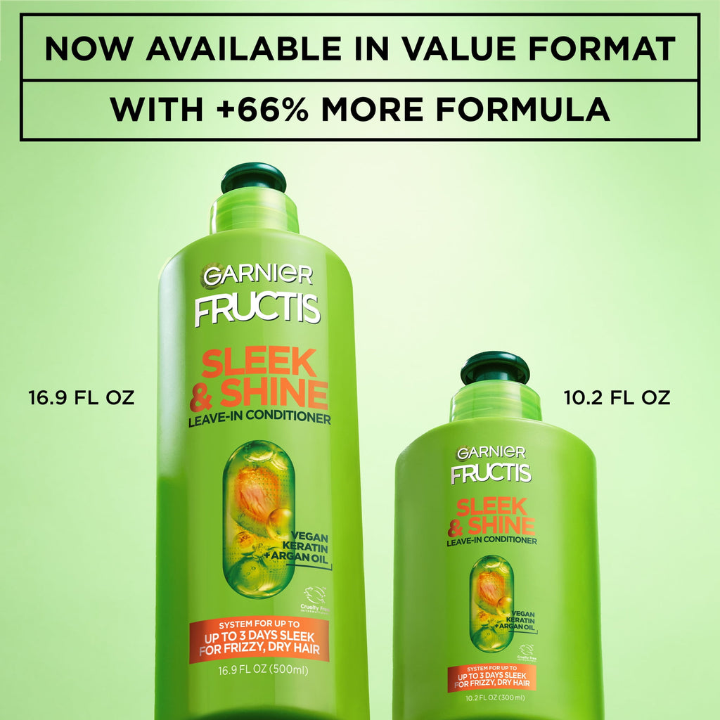(2 pack) Garnier Fructis Sleek Leave-In Hair Conditioner XL, 16.9 fl oz