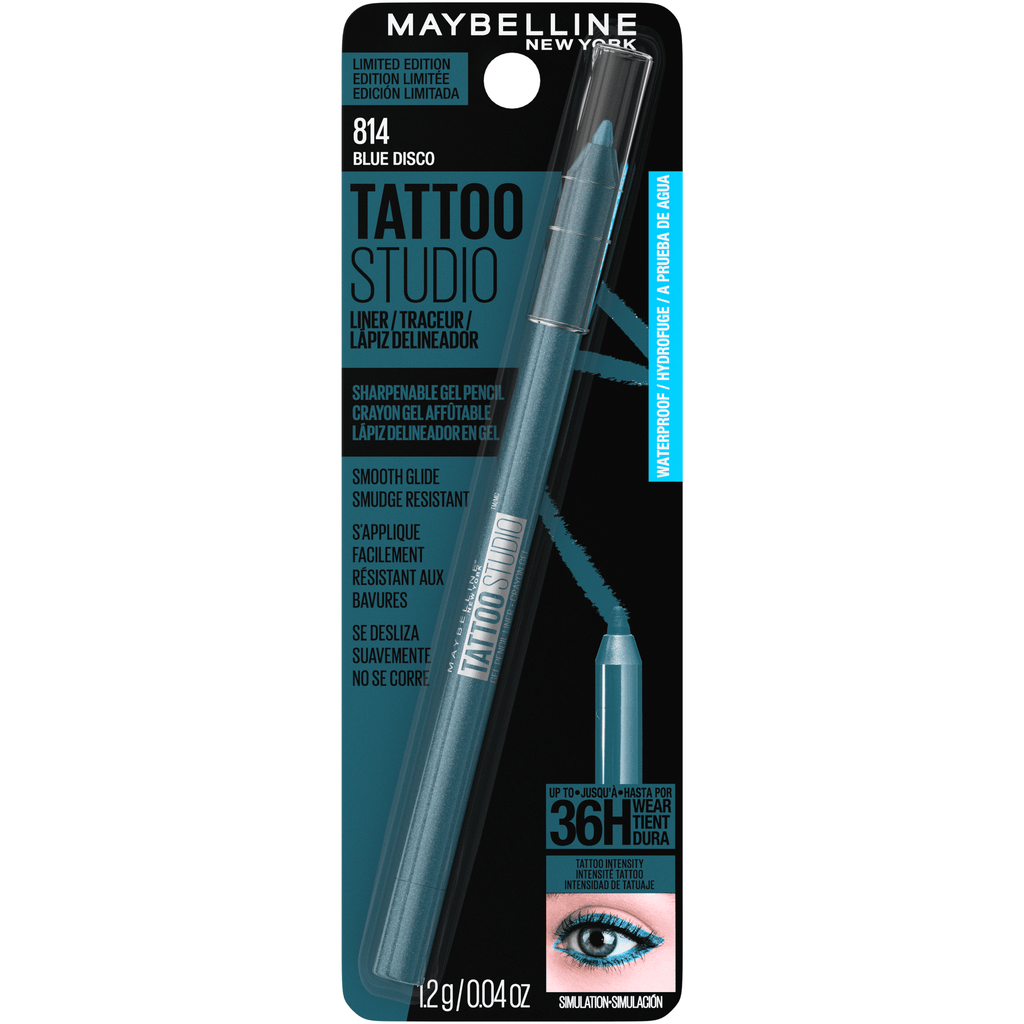 Maybelline Tattoo Studio Sharpenable Gel Pencil Waterproof Longwear Eyeliner, Blue Disco, 0.04 oz