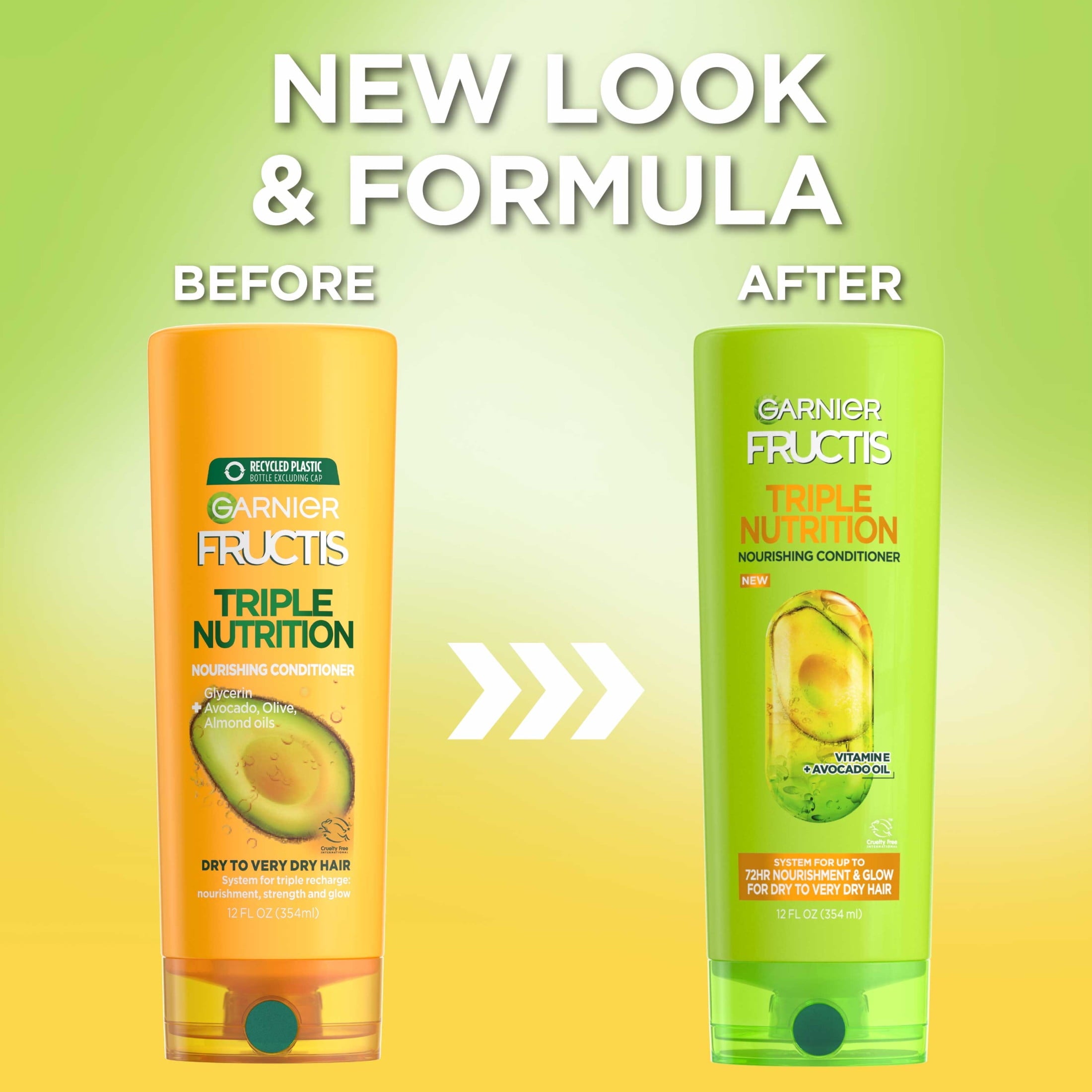 (3 pack) Garnier Fructis Triple Nutrition Conditioner, Dry to Very Dry Hair, 12 fl oz
