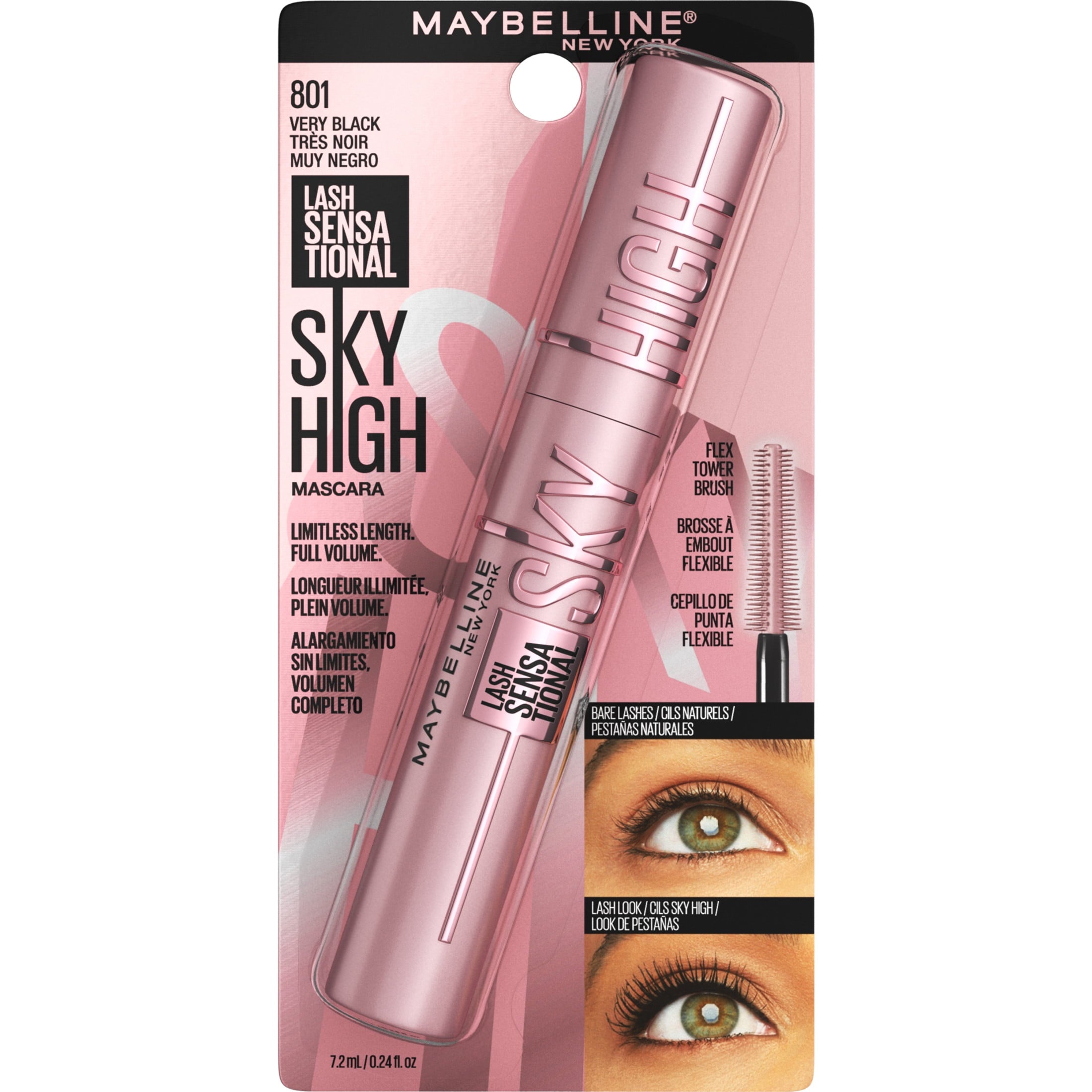 (2 pack) Maybelline Lash Sensational Sky High Washable Mascara, Very Black