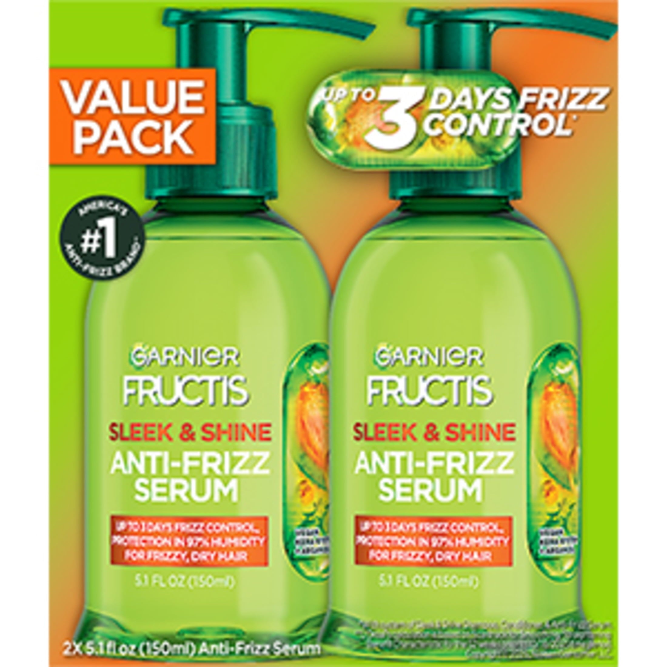Garnier Fructis Sleek & Shine Anti-Frizz Hair Serum 5.1 fl oz, 2 Pack