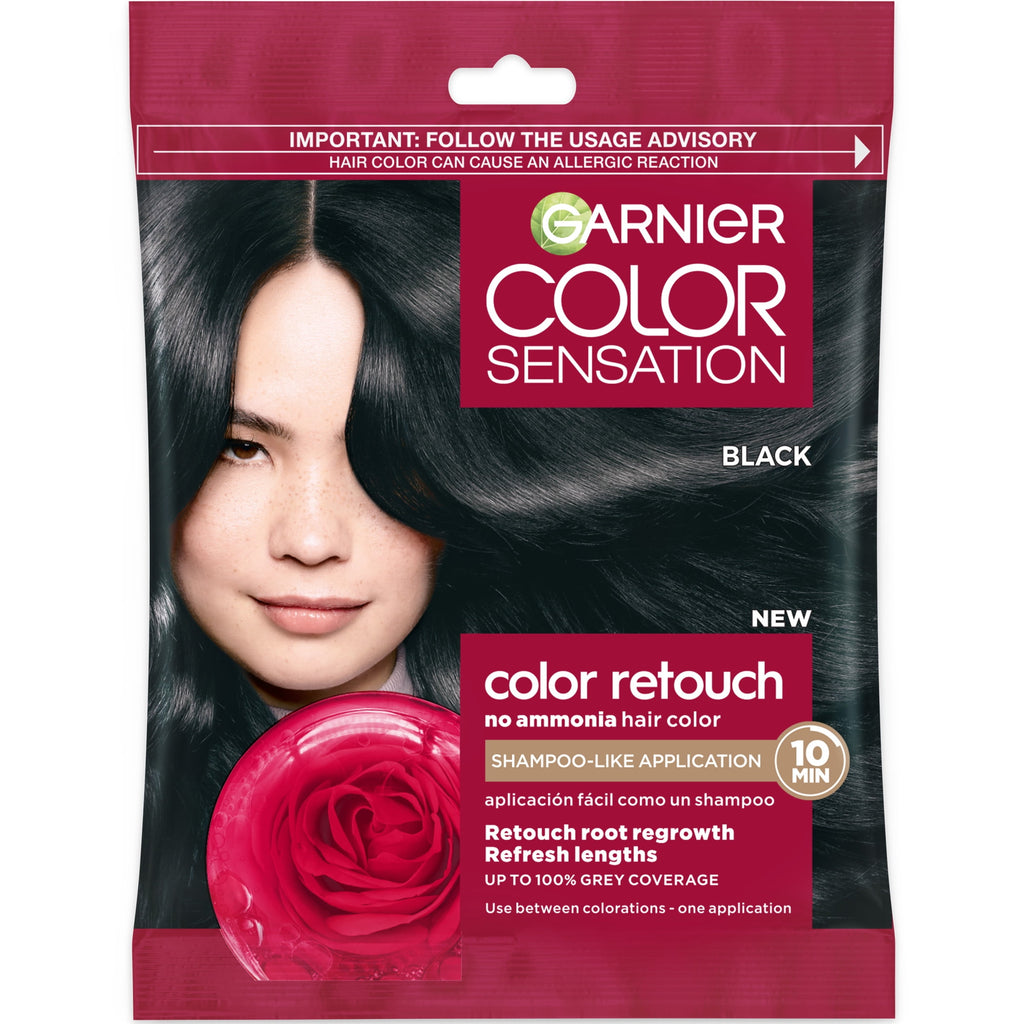 Garnier Color Sensation Color Retouch Permanent Hair Color for Adults, Black, 1 kit