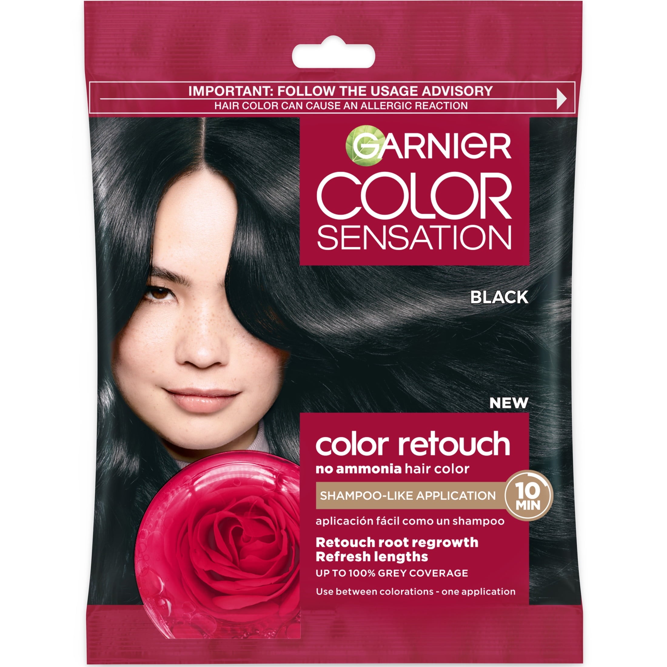 Garnier Color Sensation Color Retouch Permanent Hair Color for Adults, Black, 1 kit