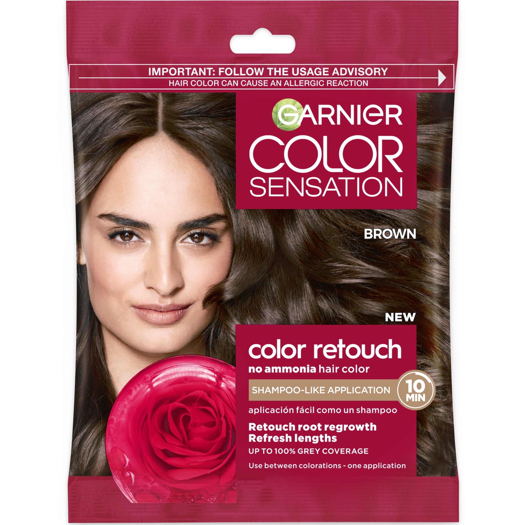 Garnier Color Sensation Color Retouch Permanent Hair Color for Adults, Brown, 1 kit