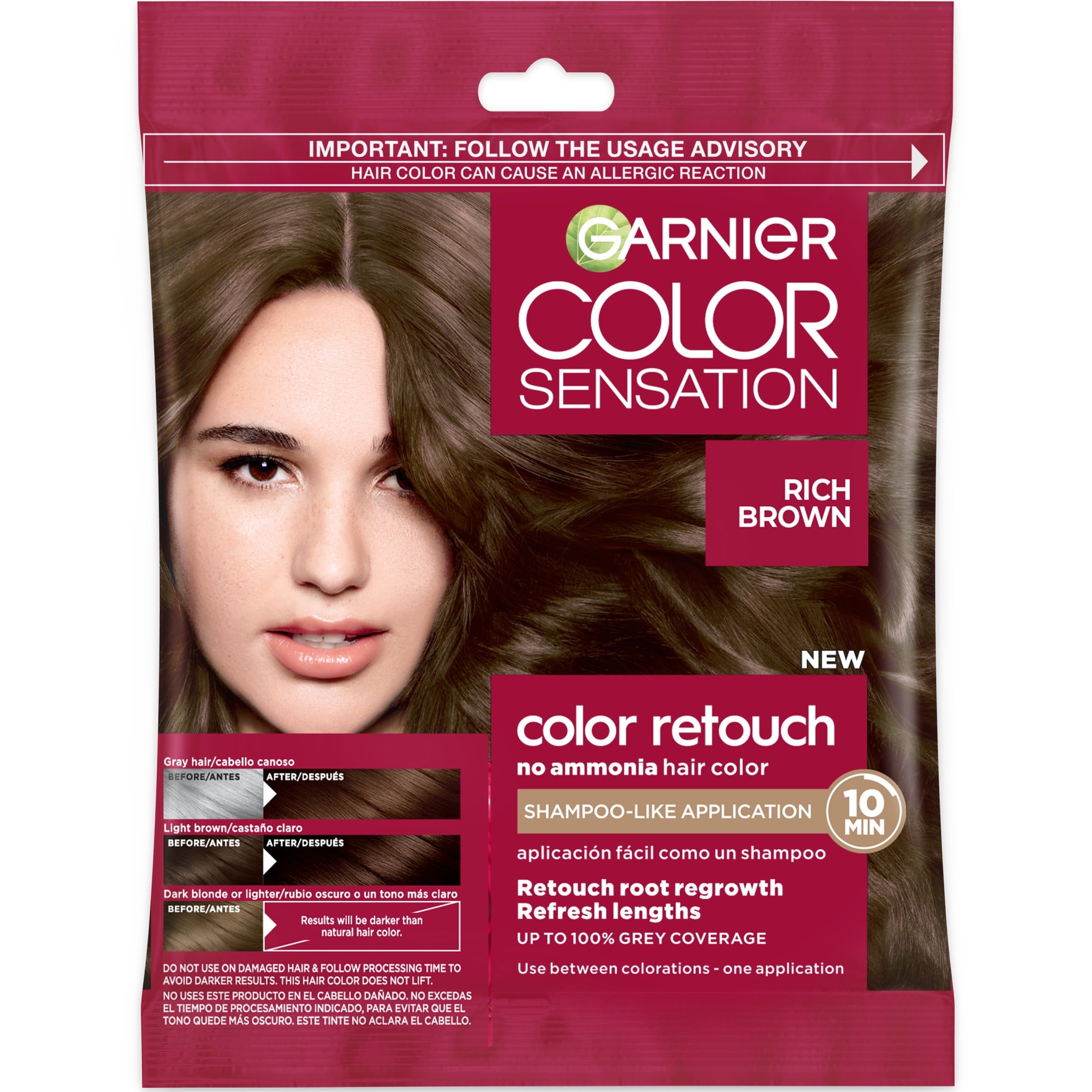 Garnier Color Sensation Retouch Permanent Hair Color for Adults, Rich Brown, 1 Kit