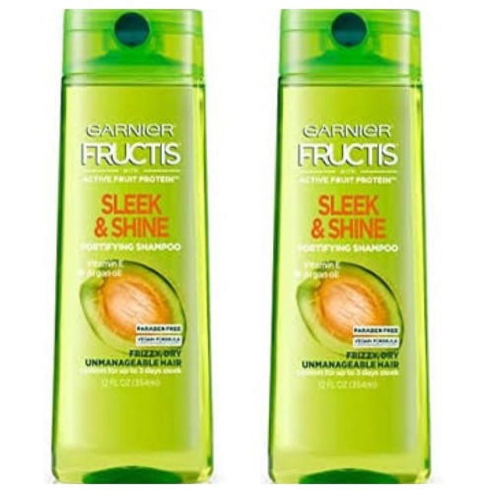 Garnier Fructis Sleek and Shine Shampoo for Frizzy Hair, 2 Pack, 12.5 Oz Each