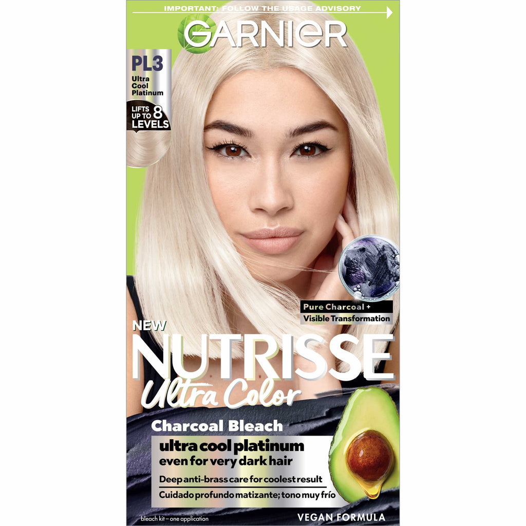 Garnier Nutrisse Ultra Charcoal Bleach Color Kit, PL3 Ultra Cool Platinum