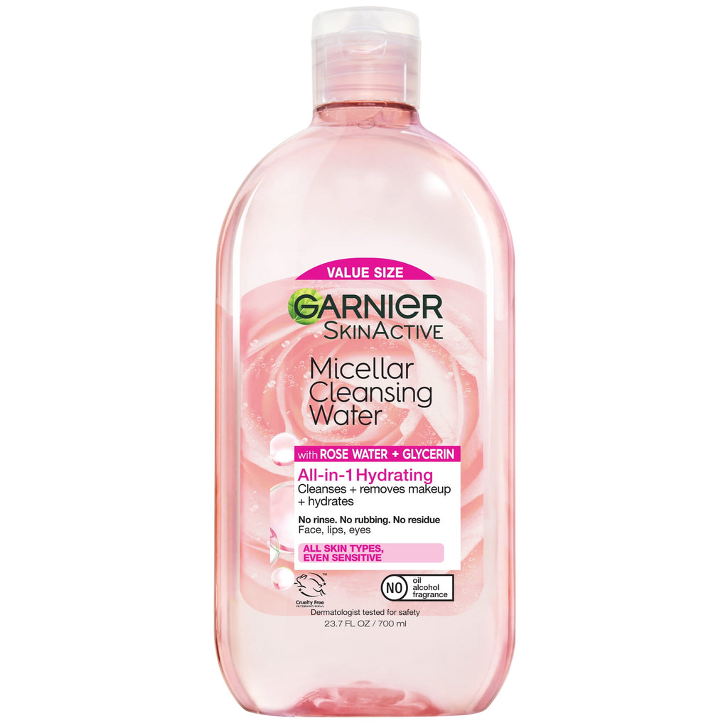 Garnier SkinActive Micellar Cleansing Water All in 1 Hydrating Rose Water Makeup Remover, Face Cleanser, 23.7 fl oz