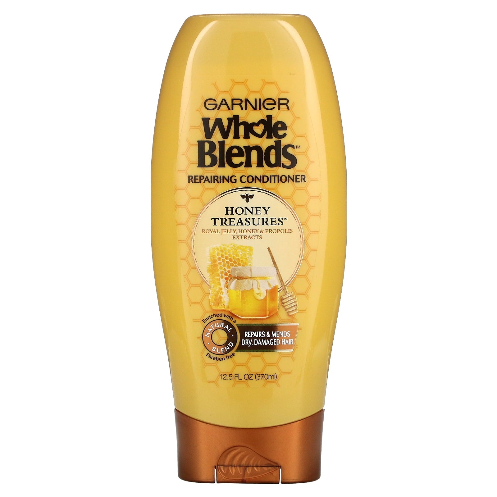 Garnier Whole Blends Repairing Conditioner, Dry, Damaged Hair, Honey Treasures, 12.5 fl oz (370 ml)