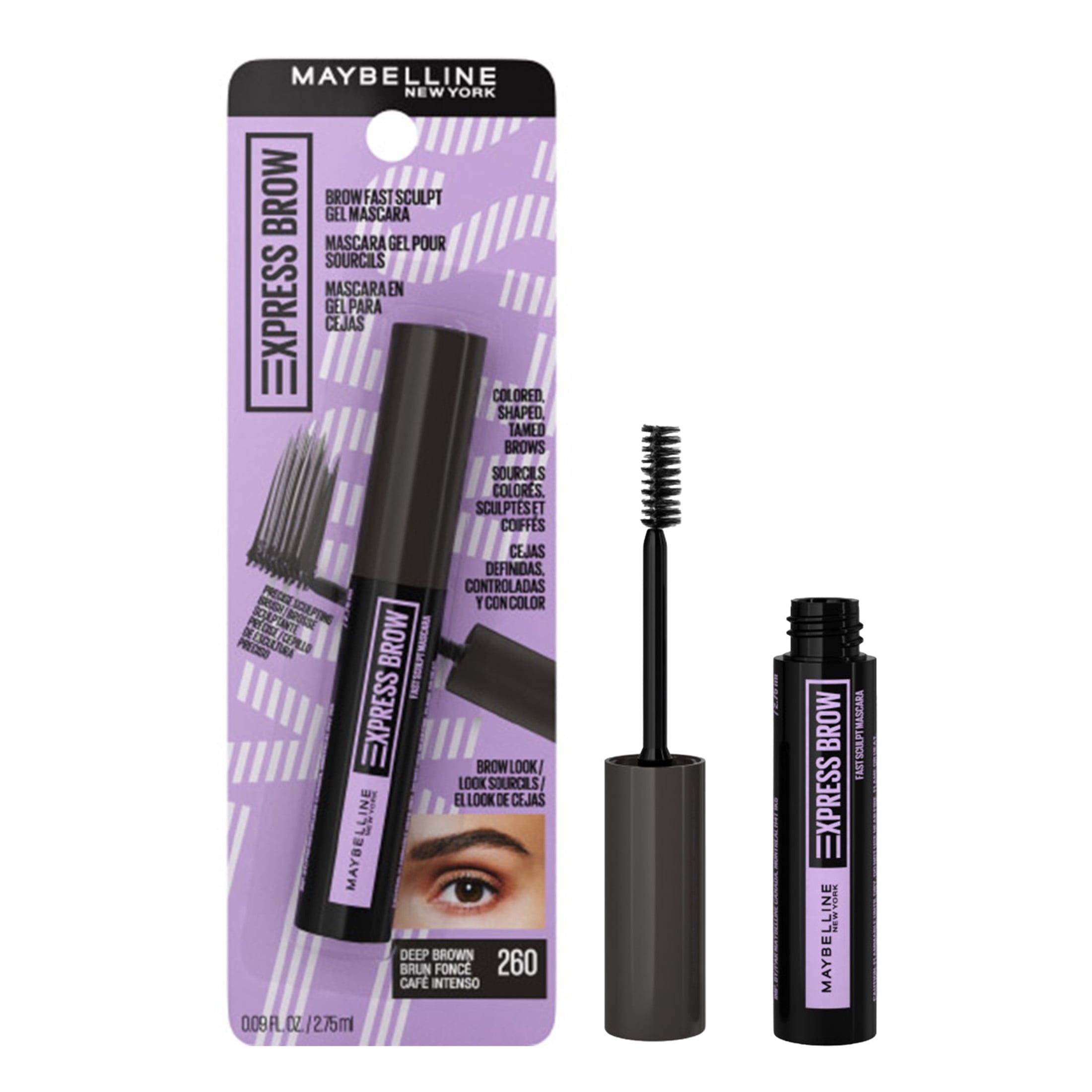 Maybelline Brow Fast Sculpt Eyebrow Gel Mascara, Deep Brown