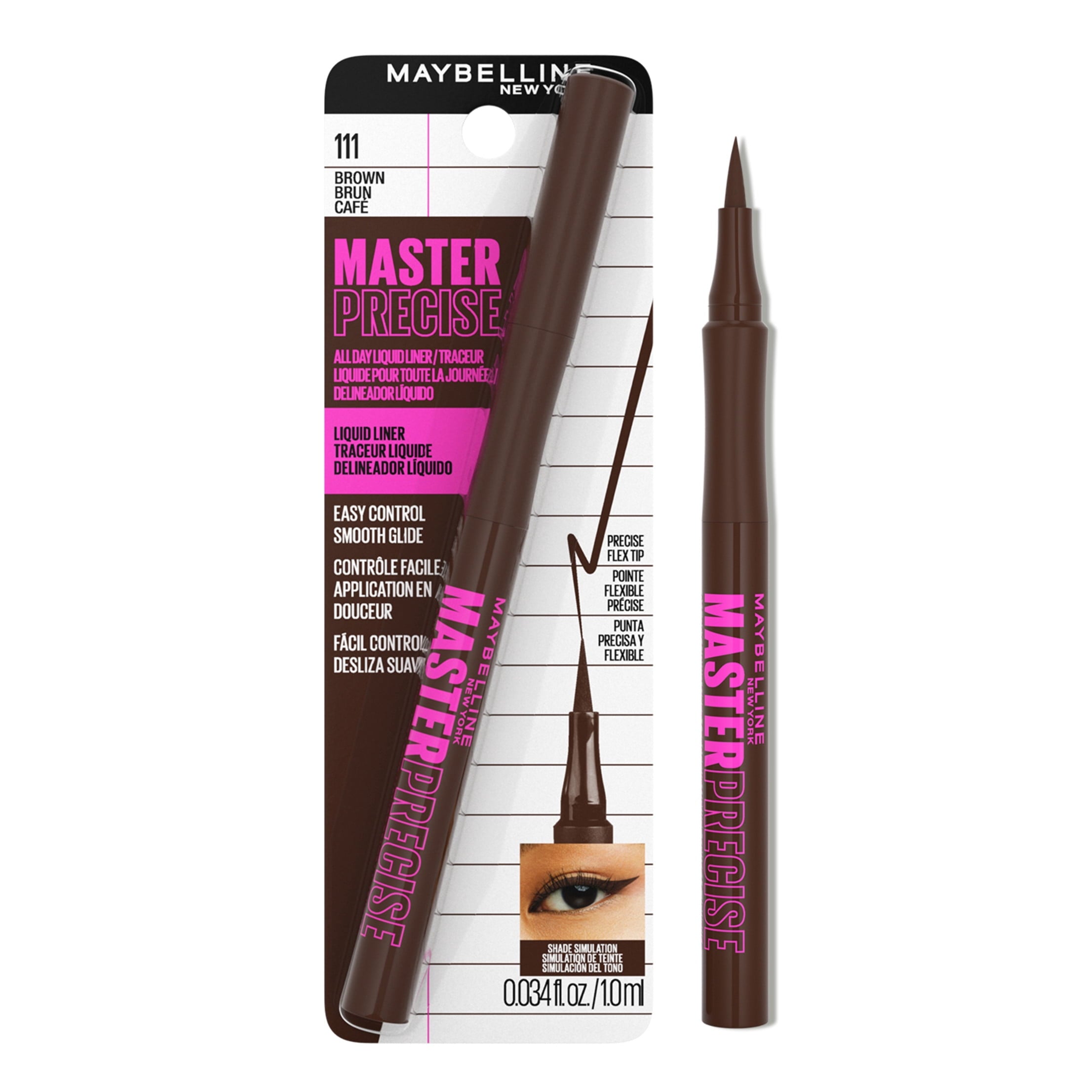 Maybelline EyeStudio Master Precise All Day Liquid Eyeliner, Forest Brown
