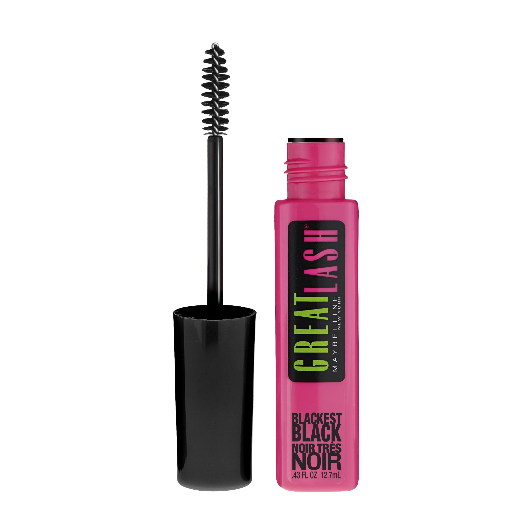 Maybelline Great Lash Volumizing Washable Mascara, Blackest Black, 0.43 fl oz