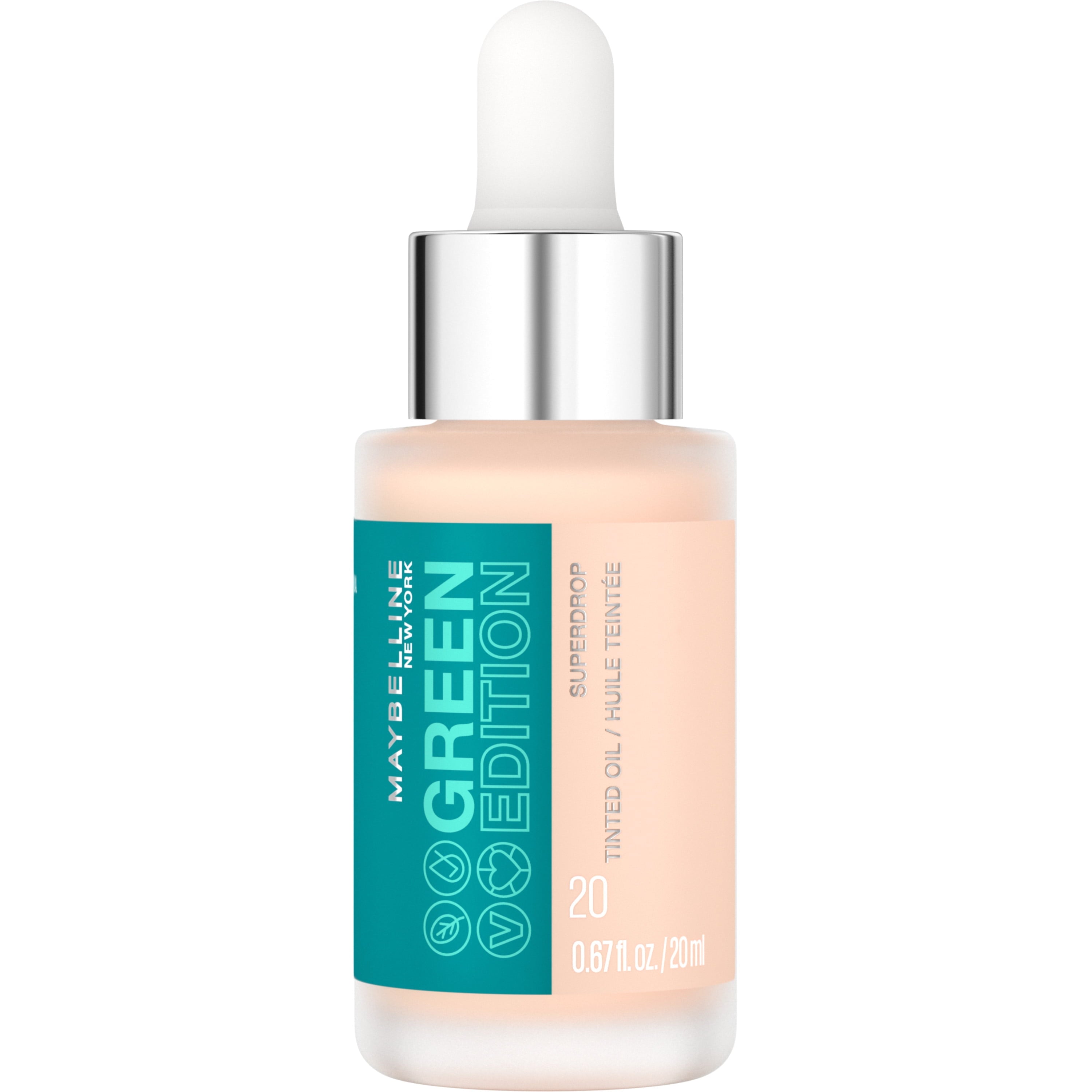 Maybelline Green Edition Superdrop Tinted Oil Makeup, Adjustable Coverage, 20, 0.67 fl oz