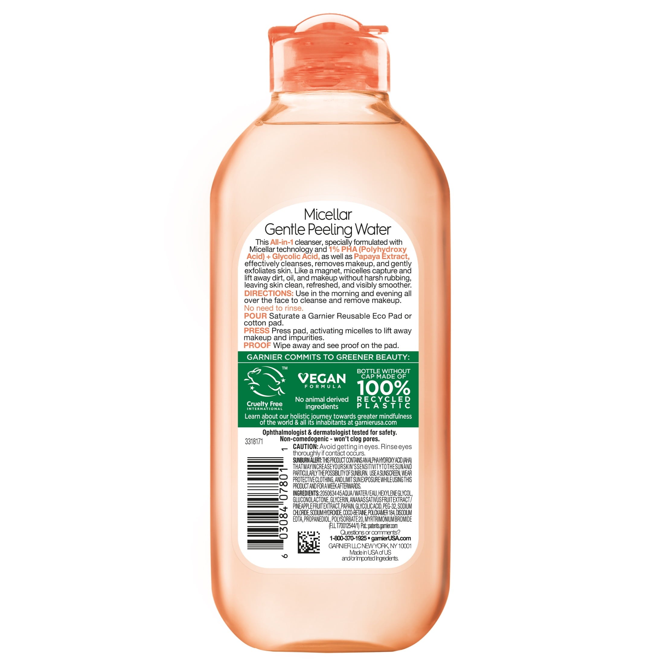 (3 pack) Garnier SkinActive Micellar Gentle Peeling Water All in 1 Makeup Remover, Face Cleanser, 13.5 fl oz