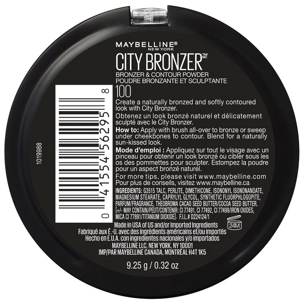 Maybelline City Bronzer Powder Makeup, Bronzer and Contour Powder, 100, 0.32 oz.