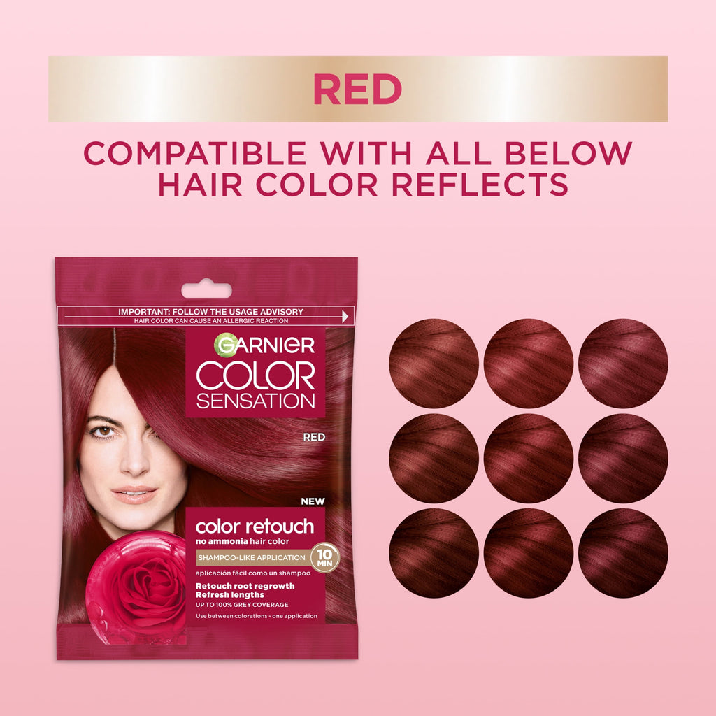 Garnier Color Sensation Color Retouch Permanent Hair Color for Adults, Red 6.6, 1 kit