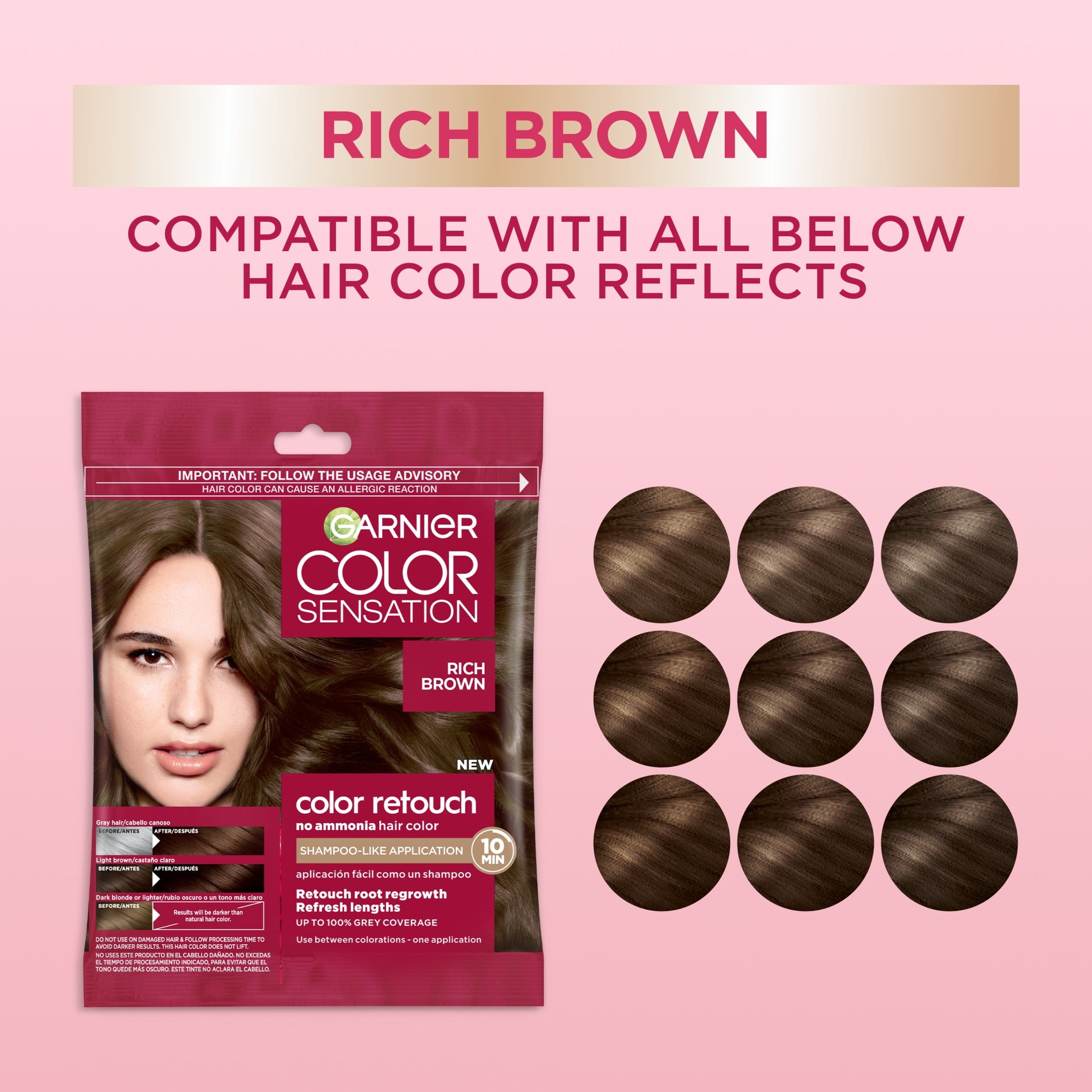 Garnier Color Sensation Retouch Permanent Hair Color for Adults, Rich Brown, 1 Kit