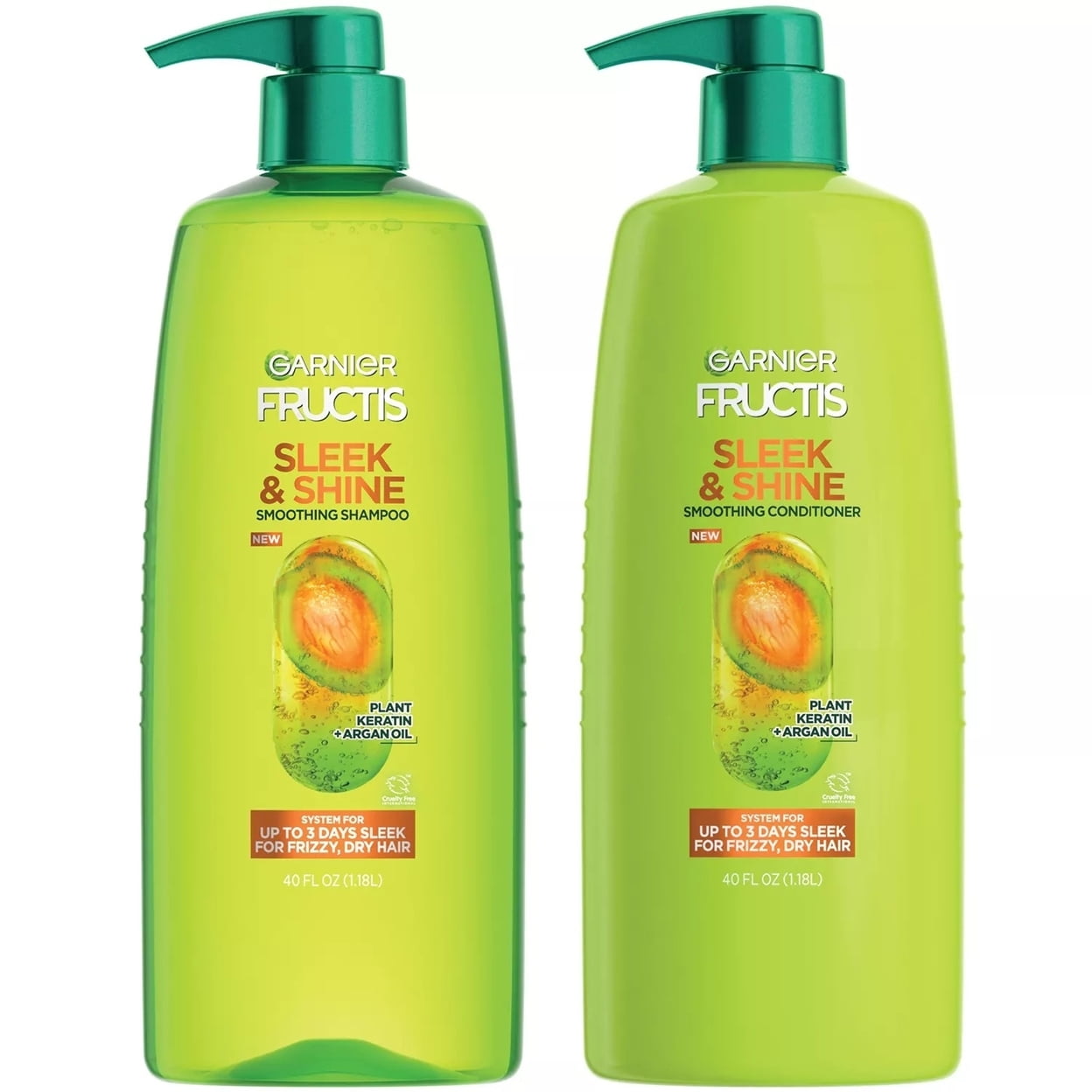 Garnier Fructis Sleek and Shine Smoothing Shampoo and Conditioner 40 Fl Oz (2 Pack)