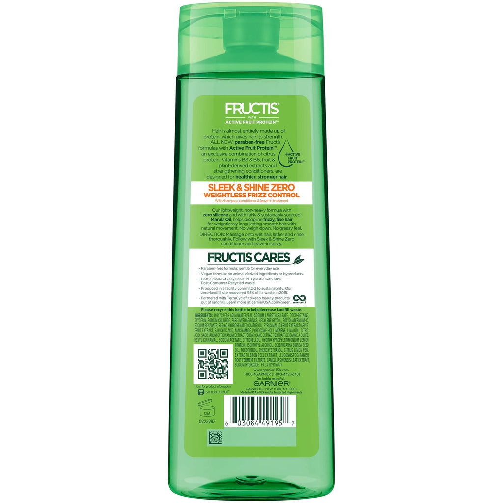 Garnier Fructis Sleek & Shine Zero Shampoo 12.5 FL OZ
