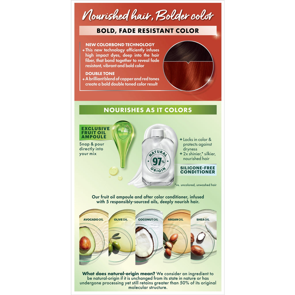 Garnier Nutrisse Ultra Color Bold Permanent Hair Color Kit, RC1 Med Copper Red
