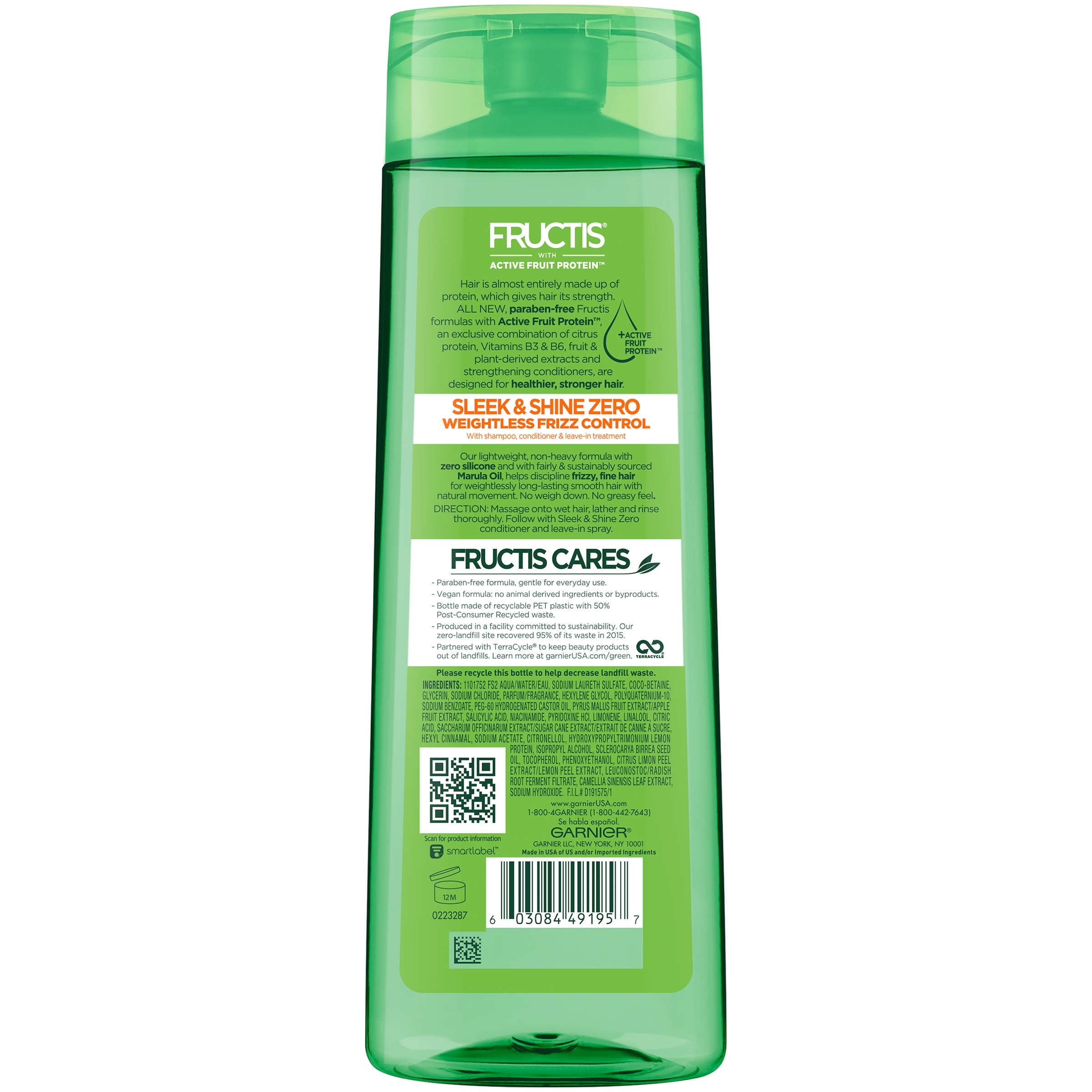 Garnier Fructis Sleek & Shine Zero Shampoo 12.5 FL OZ