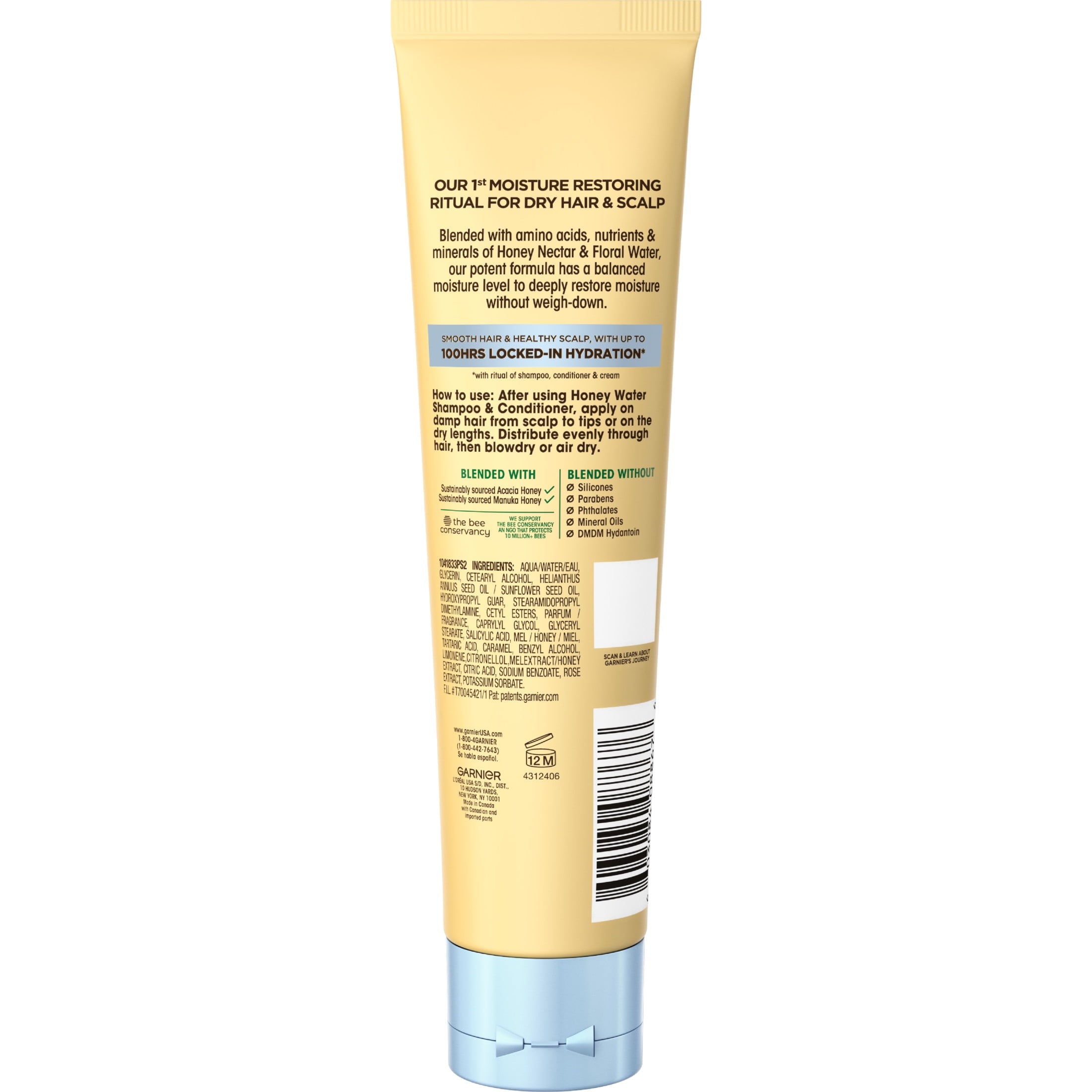 Garnier Whole Blends Honey Water Hair Styling Cream with Moisture Lock for Dry Hair, 5.1 fl oz