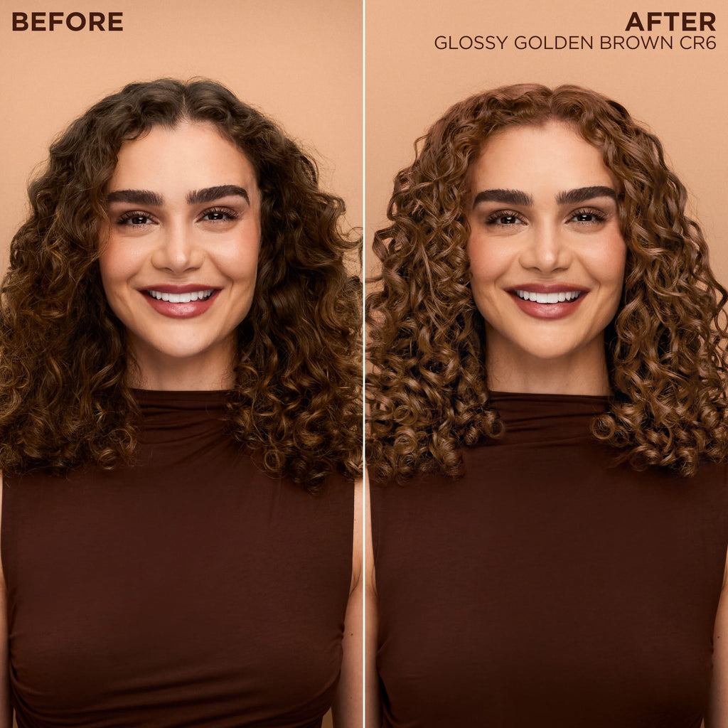 Garnier Nutrisse 0% Ammonia Glossy Curl Nourishing Permanent Hair Color Kit, CR6 Glossy Golden Brown, 1 Kit