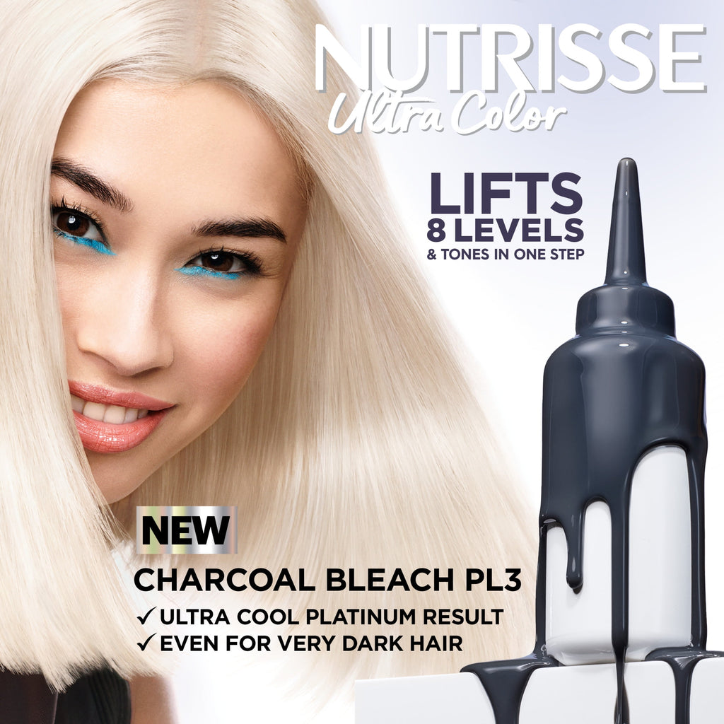 Garnier Nutrisse Ultra Charcoal Bleach Color Kit, PL3 Ultra Cool Platinum