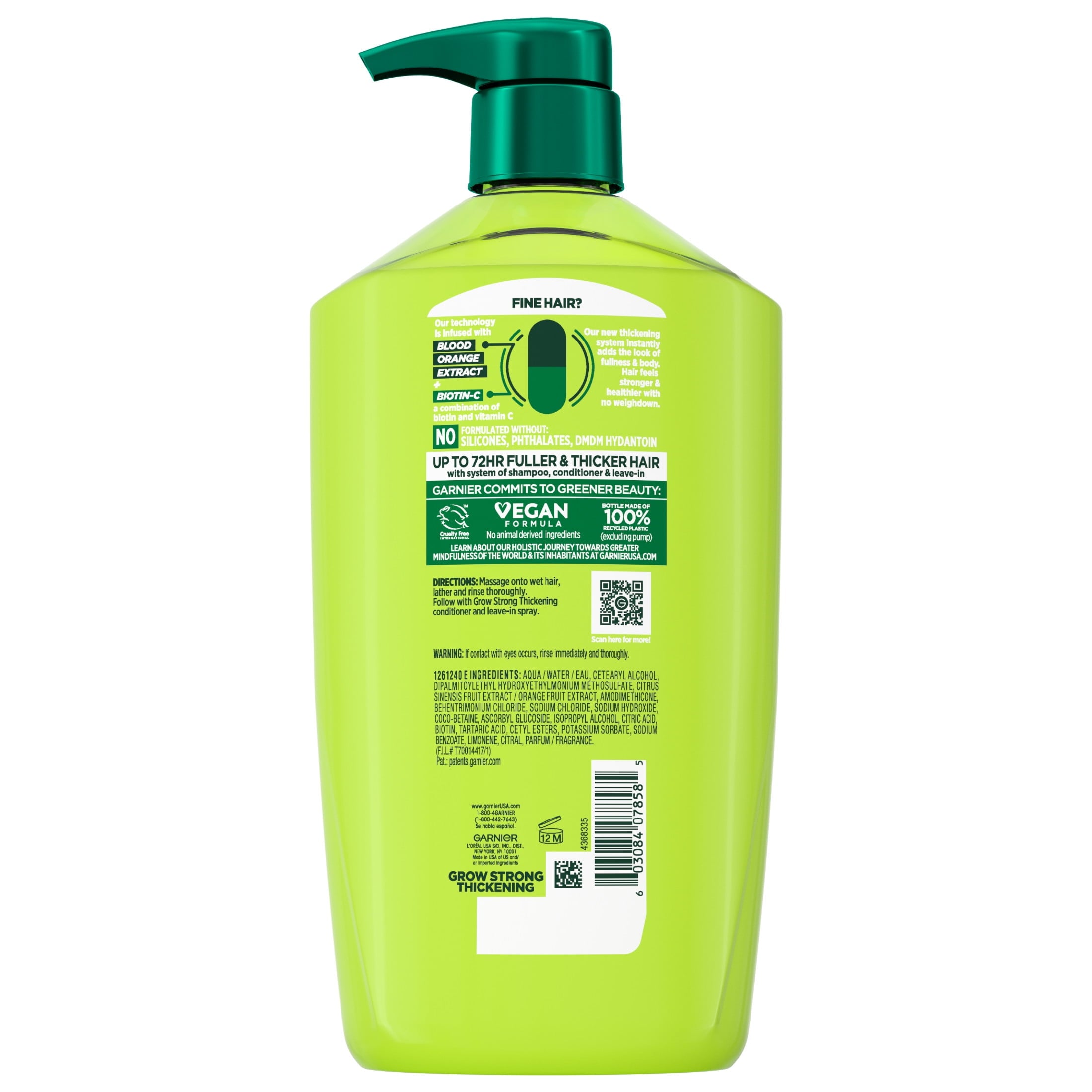 Garnier Fructis Grow Strong Thickening Pump Conditioner with Biotin, 32.3 fl oz