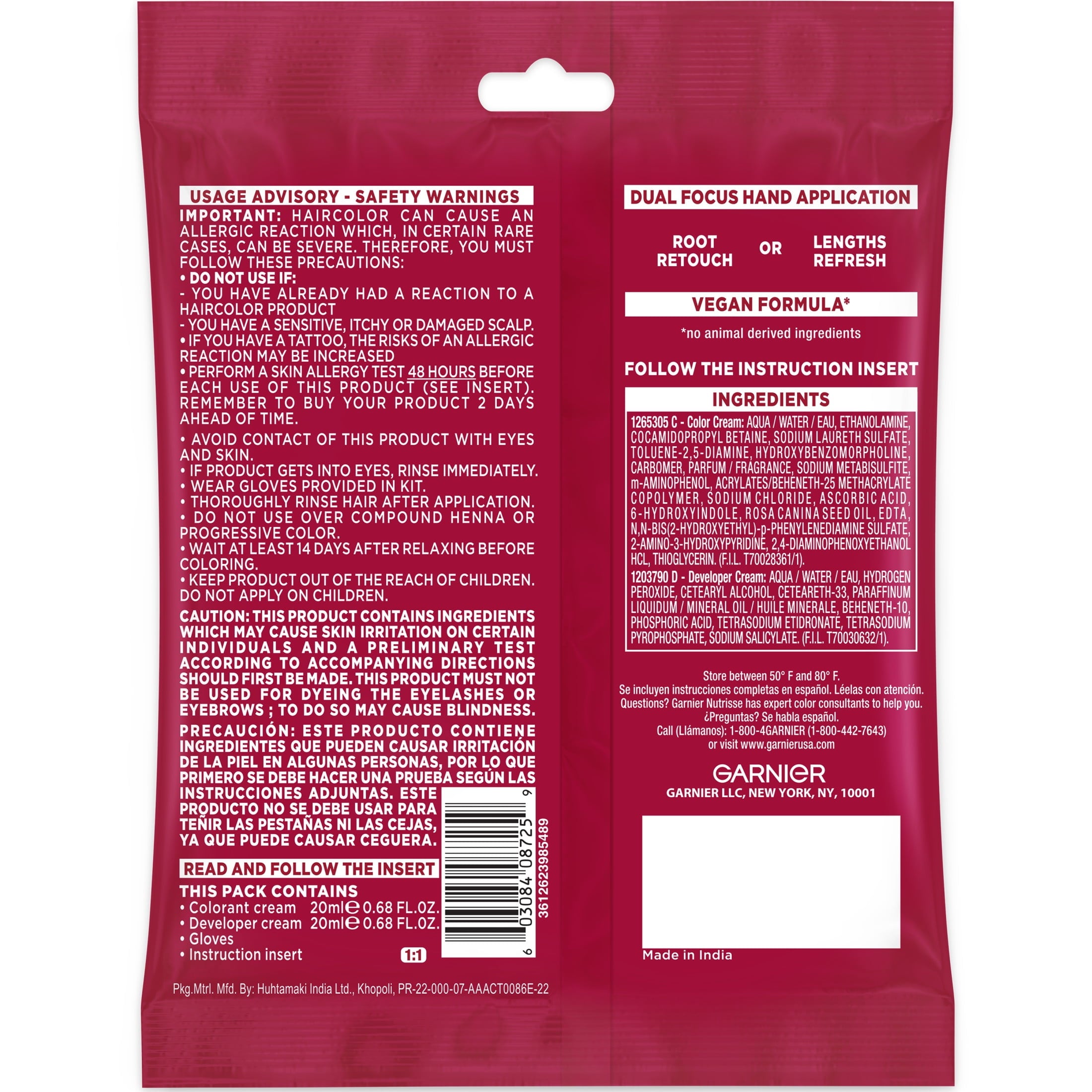 Garnier Color Sensation Color Retouch Permanent Hair Color for Adults, Brown, 1 kit