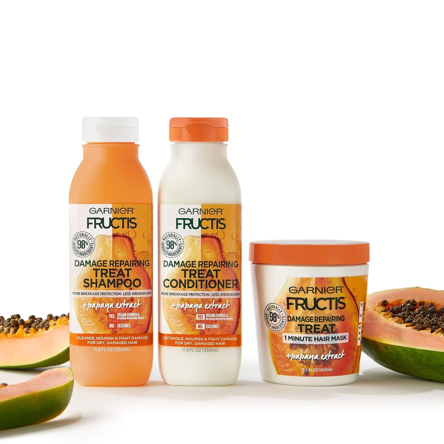 Garnier Fructis Damage Repairing Treat Conditioner with Papaya Extract, 11.8 fl oz