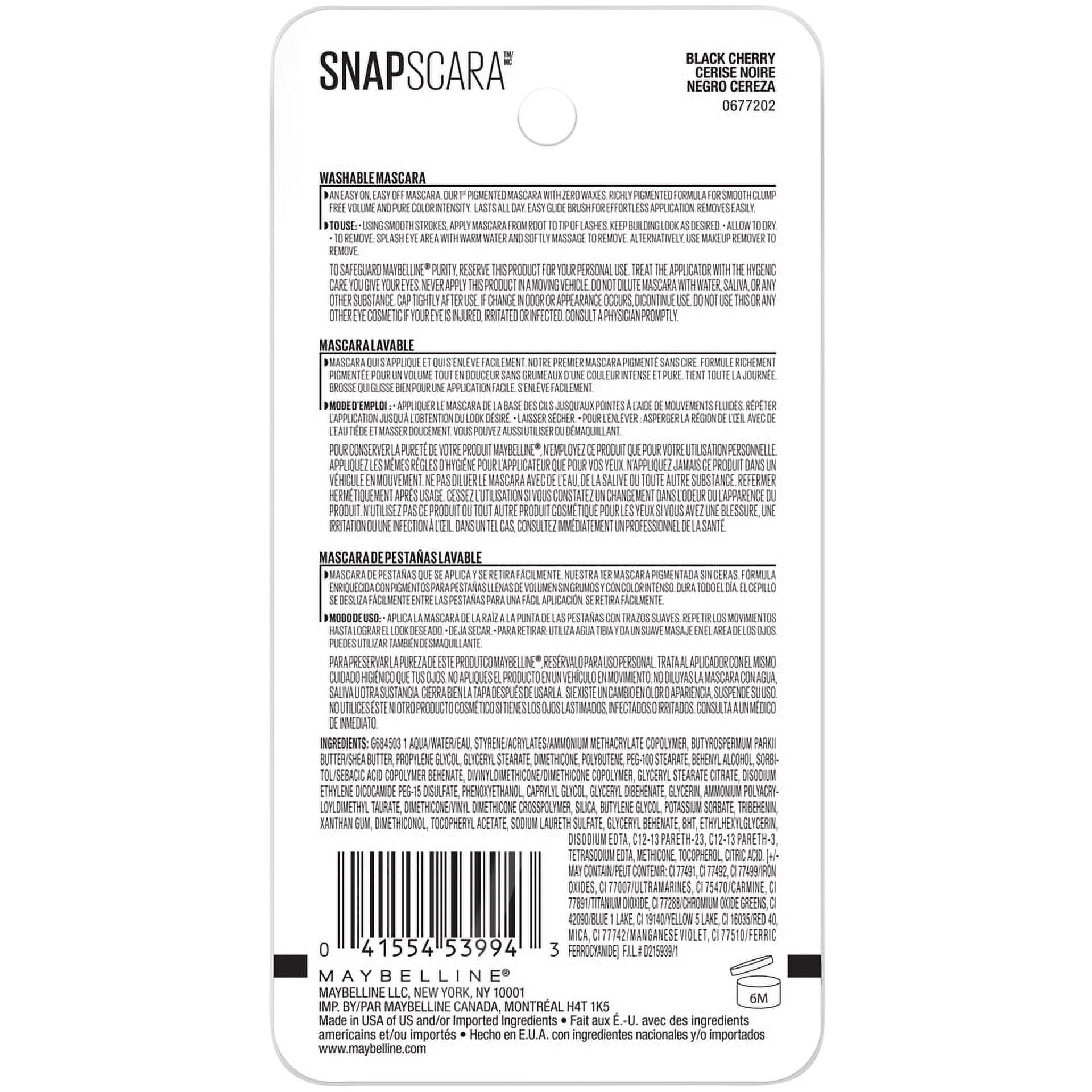 Maybelline Snapscara Washable Mascara, Black Cherry, 0.34 fl. oz.