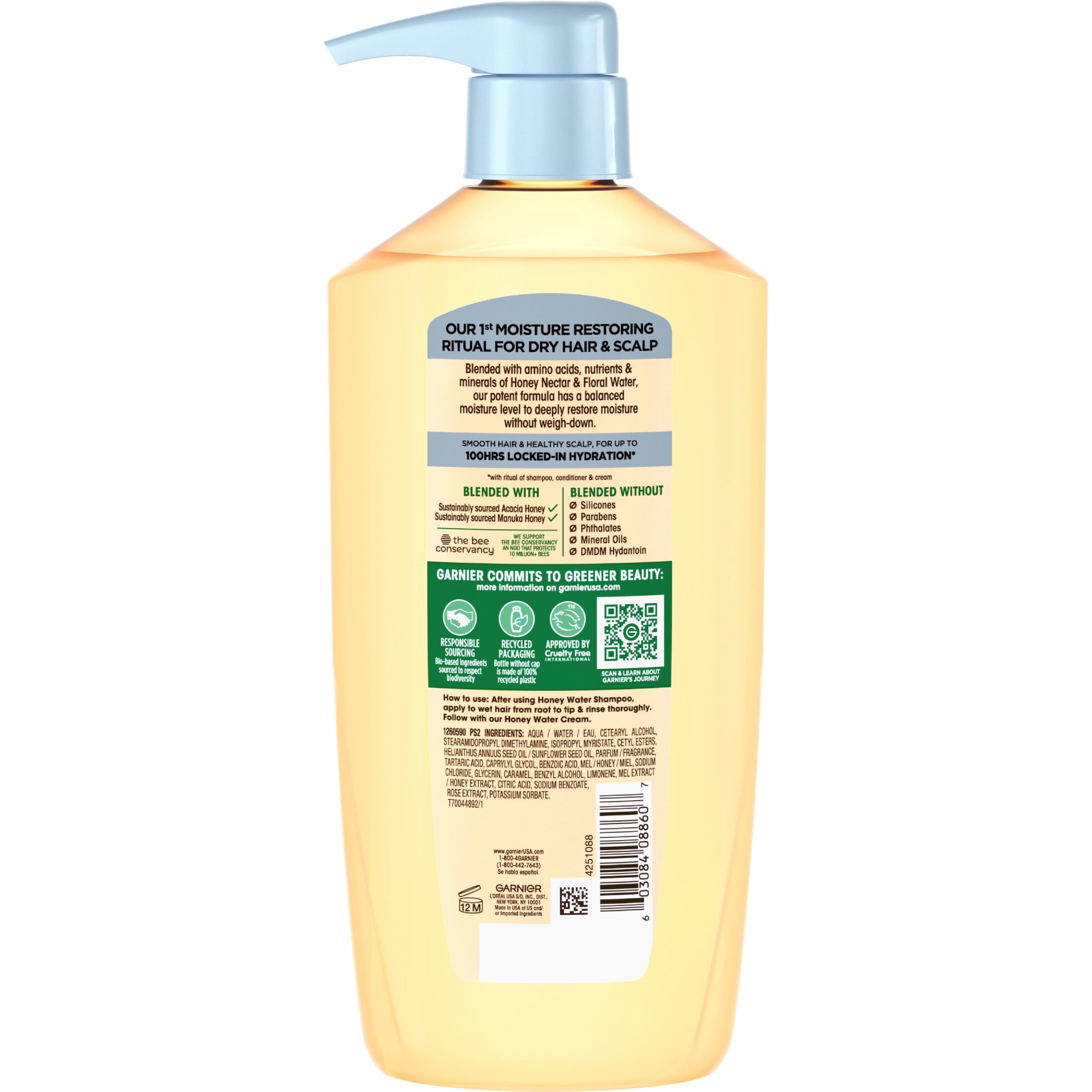 Garnier Whole Blends Honey Water Moisture Restoring Conditioner, Dry Hair, 28 fl oz