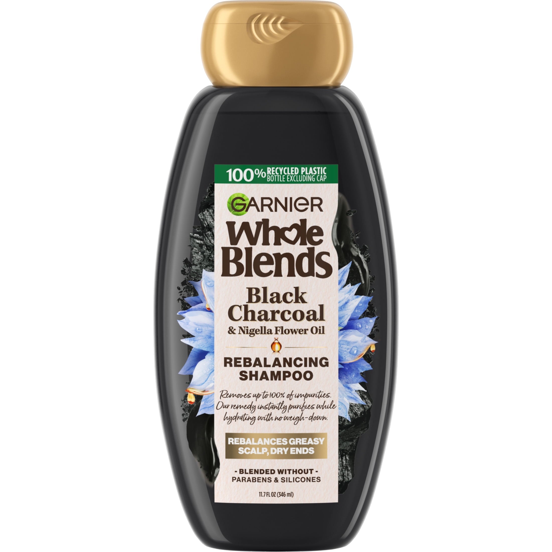 (2 pack) Garnier Whole Blends Rebalancing Cleansing Shampoo with Black Charcoal, All Hair Types 11.7 fl oz
