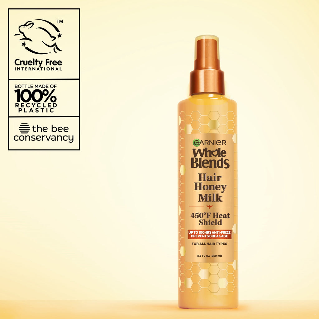 Garnier Whole Blends Repairing Hair Spray, Honey Milk, 450°F Heat Shield, All Hair Types, 8.5 fl oz