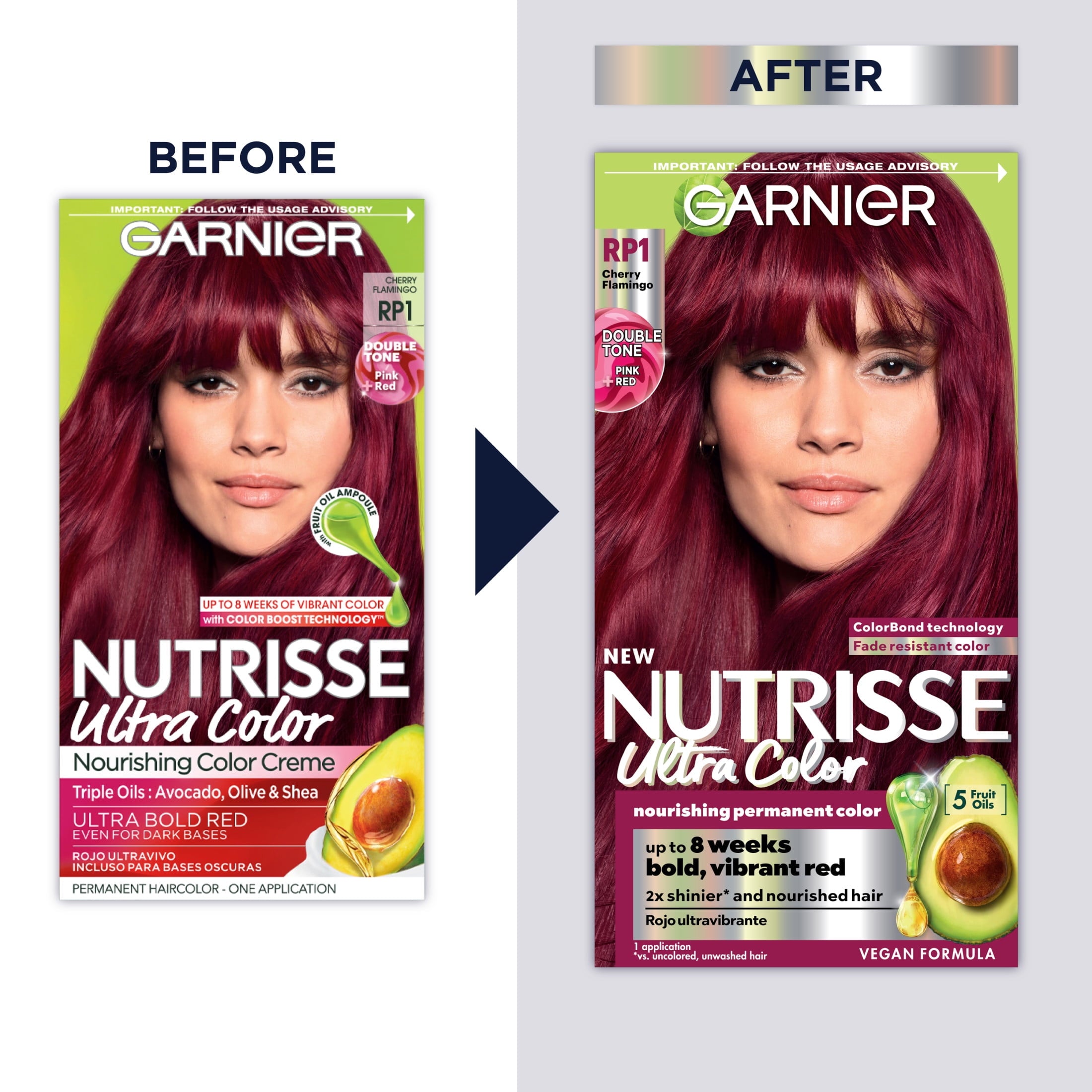 Garnier Nutrisse Ultra Color Hair Color Tool Kit, Permenant Hair Dye, RP1 Cherry Flamingo