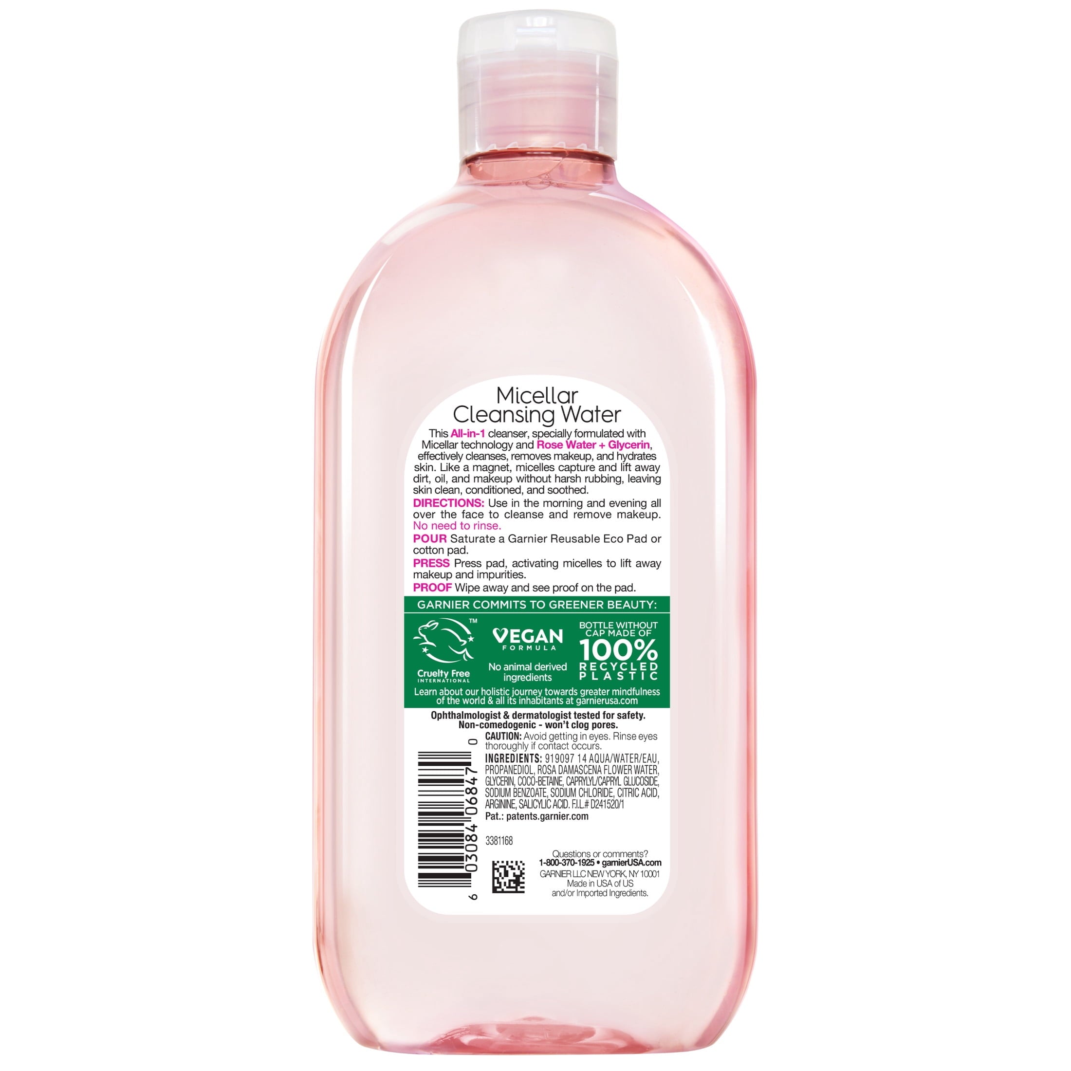 Garnier SkinActive Micellar Cleansing Water All in 1 Hydrating Rose Water Makeup Remover, Face Cleanser, 23.7 fl oz