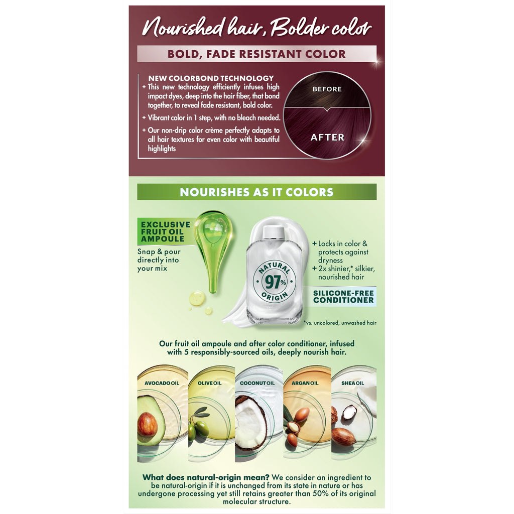 Garnier Nutrisse Ultra Nourishing Hair Color Creme, BR2 Dark Intense Burgundy, 1 Kit