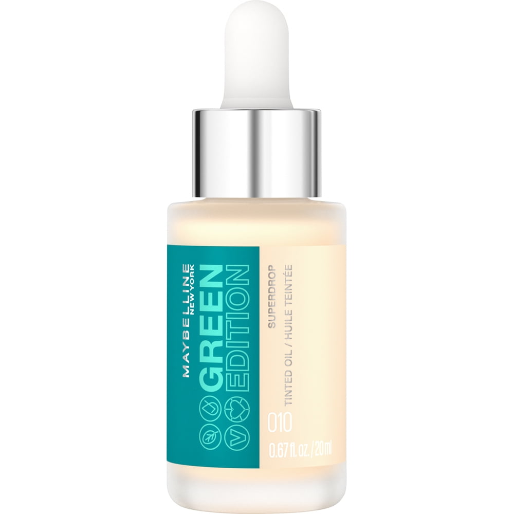 Maybelline Green Edition Superdrop Tinted Oil Makeup, Adjustable Coverage, 10, 0.67 fl oz