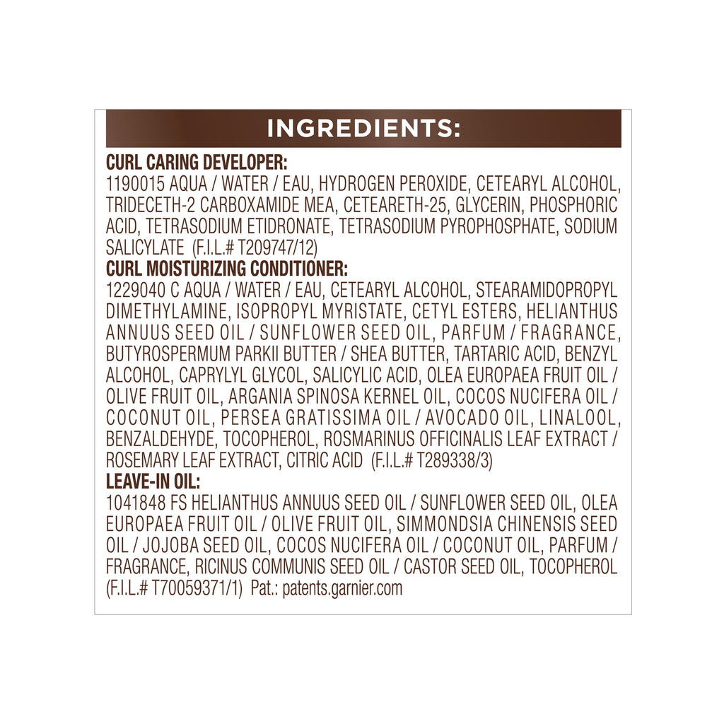 Garnier Nutrisse 0% Ammonia Glossy Curl Nourishing Permanent Hair Color Kit, CR6 Glossy Golden Brown, 1 Kit