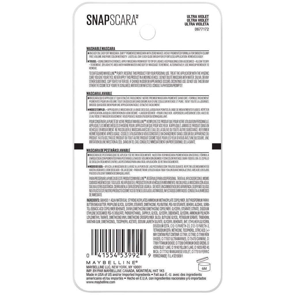 Maybelline Snapscara Washable Mascara, Ultra Violet, 0.34 fl. oz.