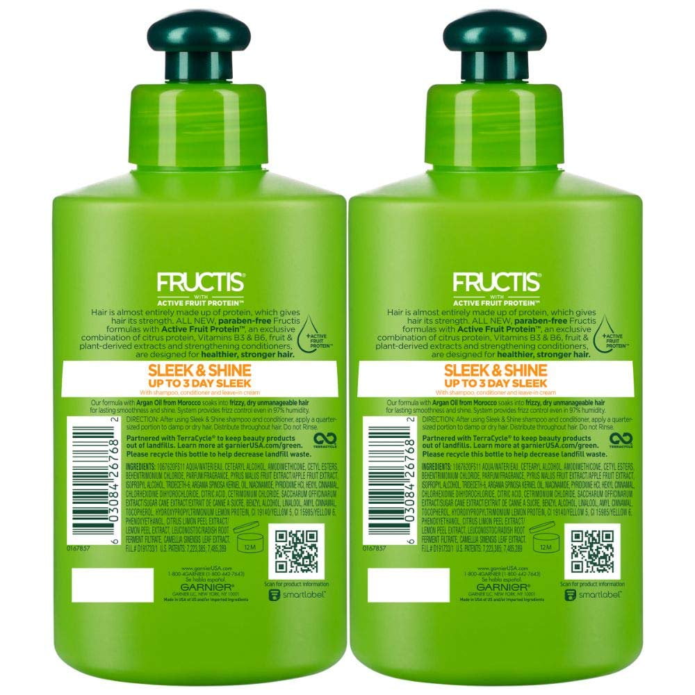 3 Pack - Garnier Fructis Sleek & Shine Intensely Smooth Leave-In Conditioning Cream 10.2 oz