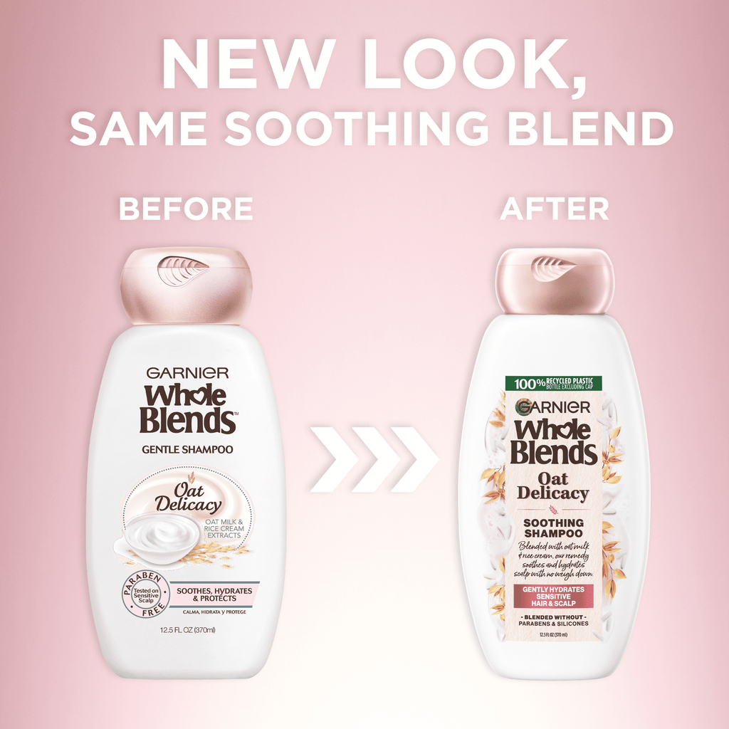 Garnier Whole Blends Gentle Moisturizing Shampoo, Oat Milk, Rice Cream Extract, Dry Hair 28 fl oz