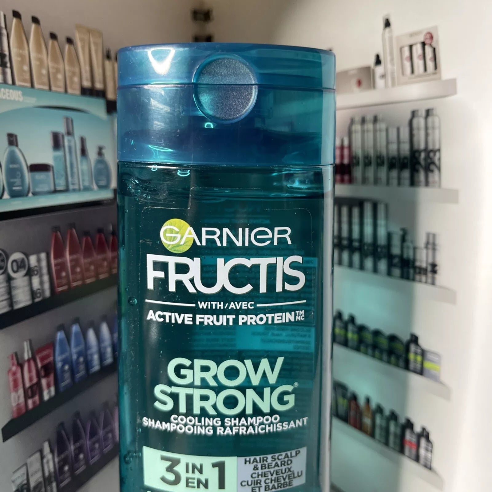 Garnier Fructis Grow Strong Cooling Shampoo 3 in 1 with Cooling Ingredients & Aloe Vera & Zero Silicone and active fruit protein (Pack of 3)