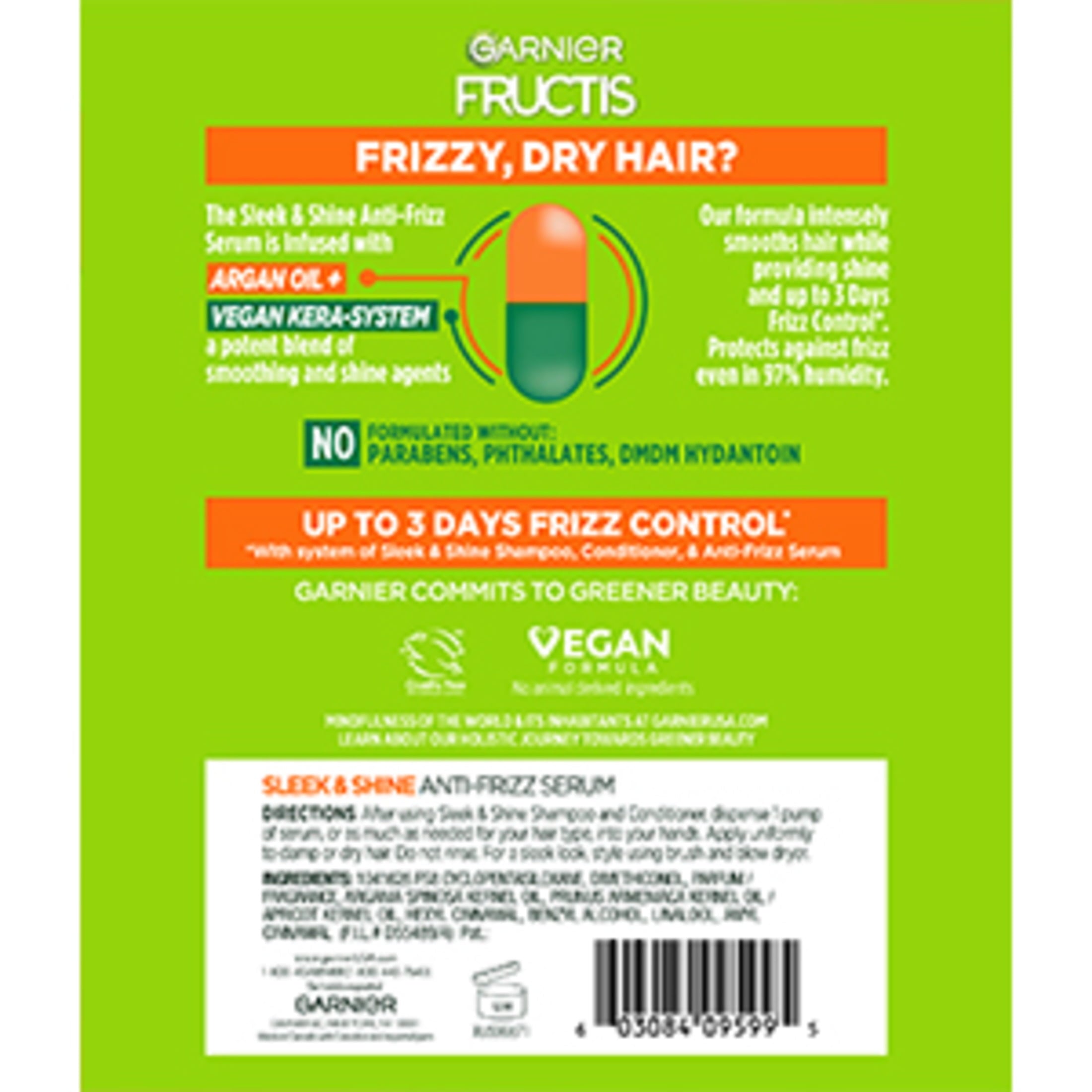 Garnier Fructis Sleek & Shine Anti-Frizz Hair Serum 5.1 fl oz, 2 Pack