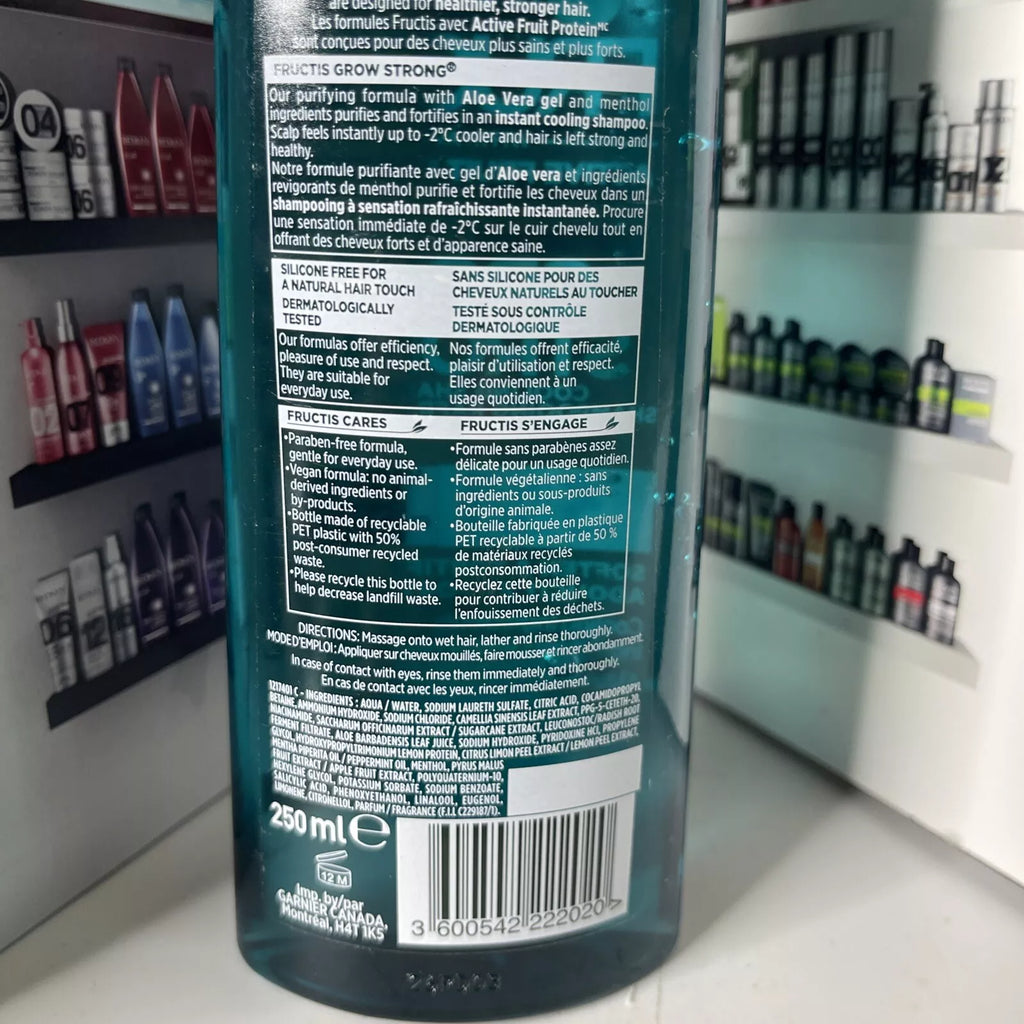 Garnier Fructis Grow Strong Cooling Shampoo 3 in 1 with Cooling Ingredients & Aloe Vera & Zero Silicone and active fruit protein (Pack of 3)