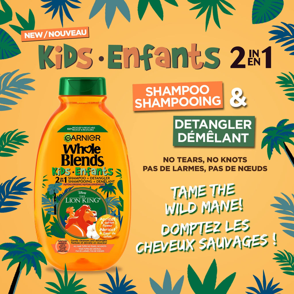Garnier Whole Blends Kids 2-In1 Shampoo, Apricot And Cotton Flower 250 Ml Packaging May Vary