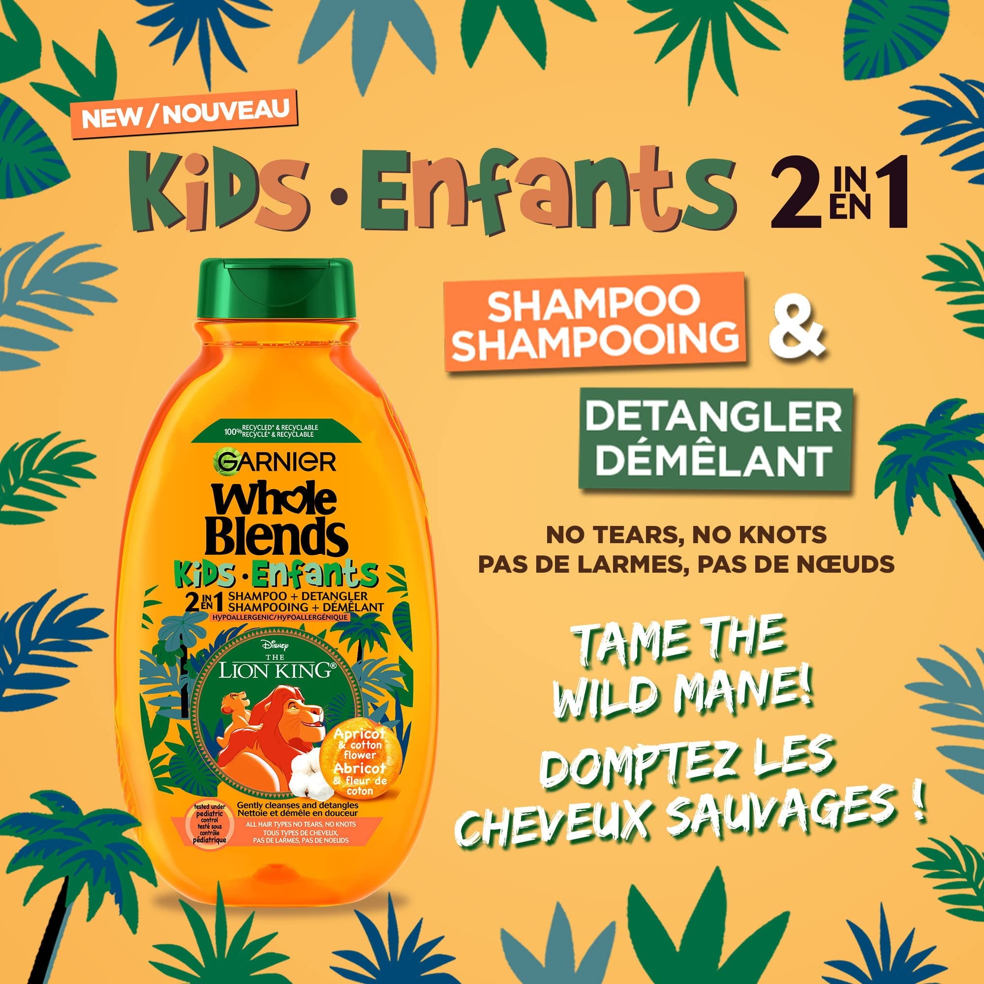 Garnier Whole Blends Kids 2-In1 Shampoo, Apricot And Cotton Flower 250 Ml Packaging May Vary